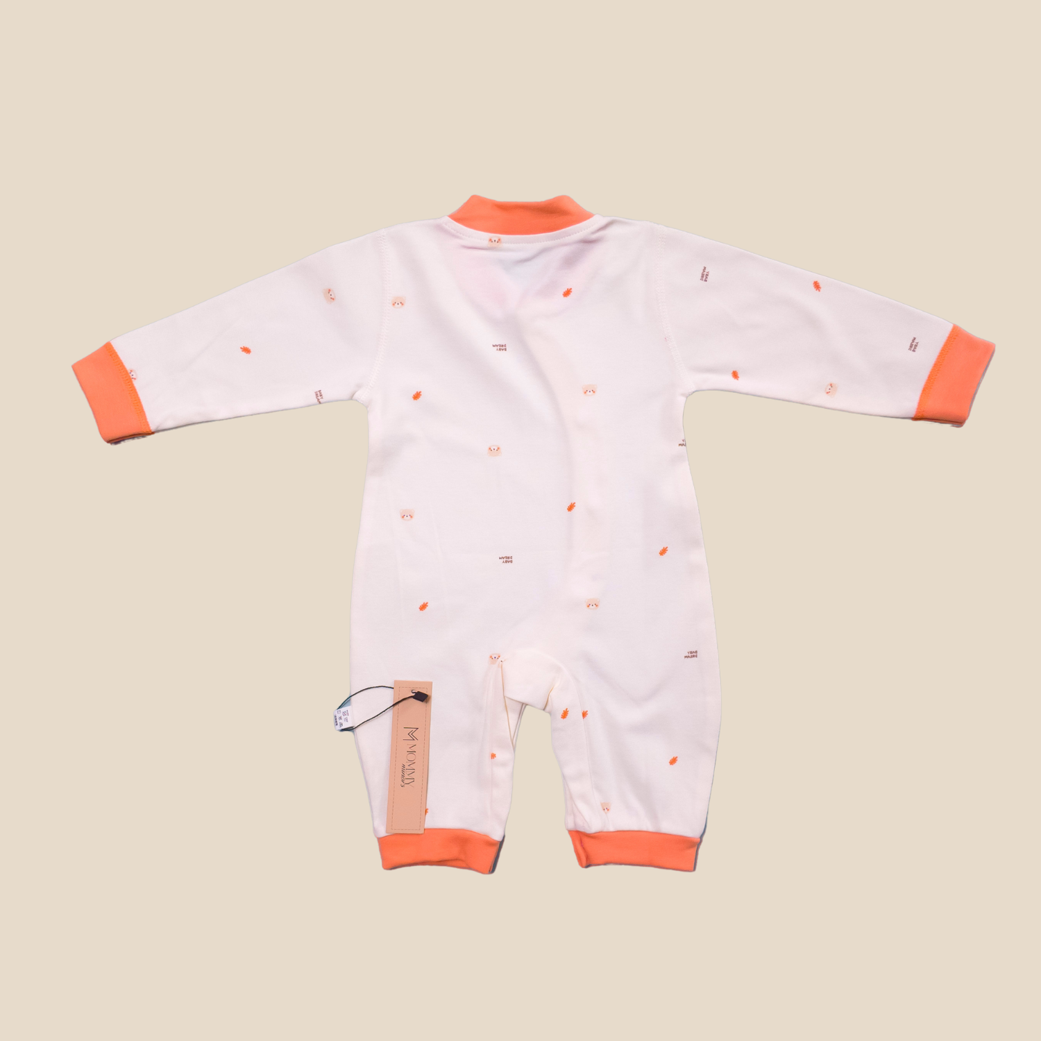 Beige & Orange Soft Cotton Baby Romper